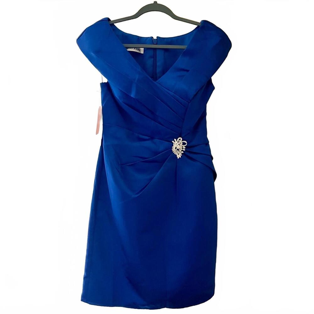 NWT JJs House Royal Blue Asymmetrical Dress with Embellishment